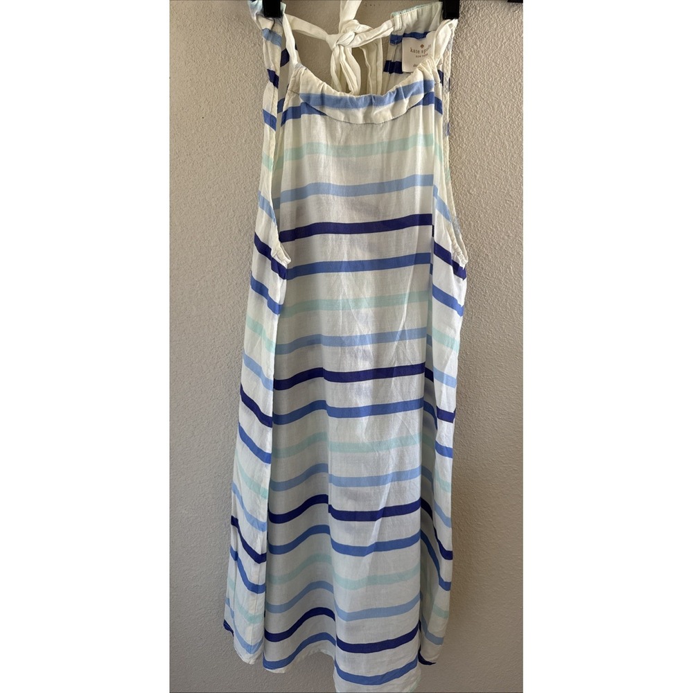 Kate Spade Ivory Blue Striped Dress Cover Up Top Cotton Size XS-S Tie Neck
